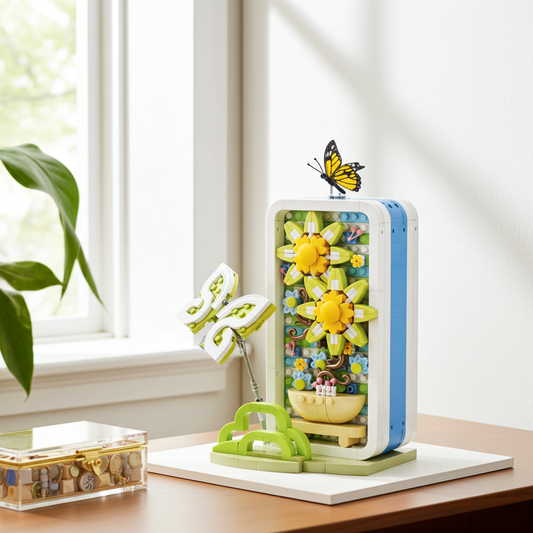 LOZ 1932 Schmuckkästchen mit Sonnenblumen & Schmetterling